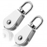 2x Mini pulegge carrucole 20mm girevoli acciaio carrucola tendine lucidi ganci