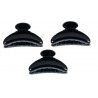 3x Mollettone capelli hair style nero lucido plastica molla 8 denti pinzettone