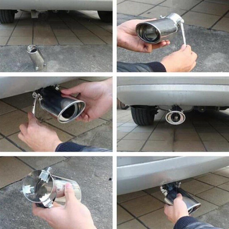 Scarico ovale singolo marmitta terminale auto codino cromato tuning acciaio