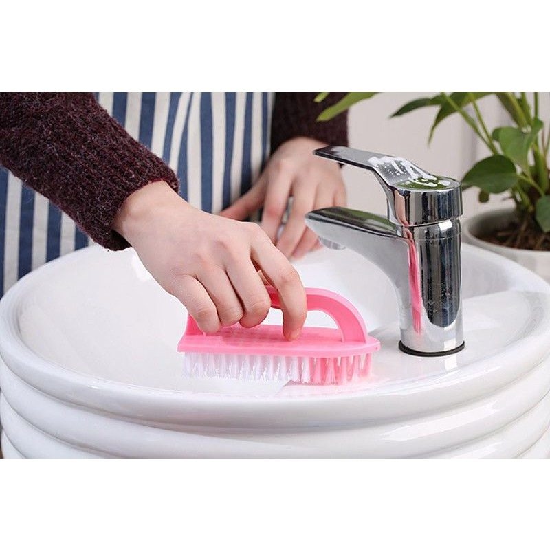 3x spazzola plastica forma ferro da stiro scarpe pavimento mattonelle setole 