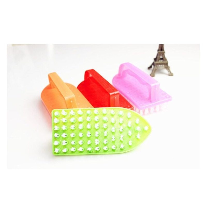 3x spazzola plastica forma ferro da stiro scarpe pavimento mattonelle setole 