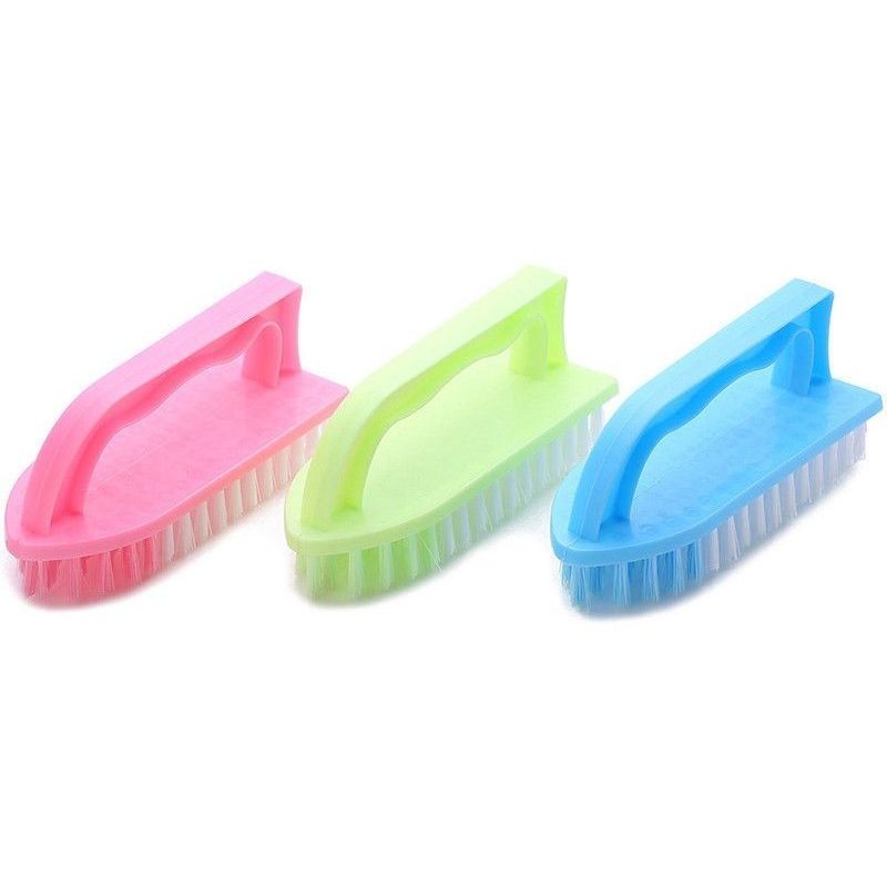 3x spazzola plastica forma ferro da stiro scarpe pavimento mattonelle setole 