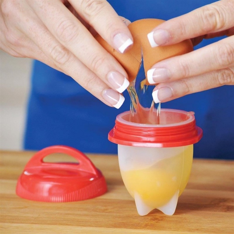 6x stampi uova sode silicone coperchio contenitori bollite cucina no guscio