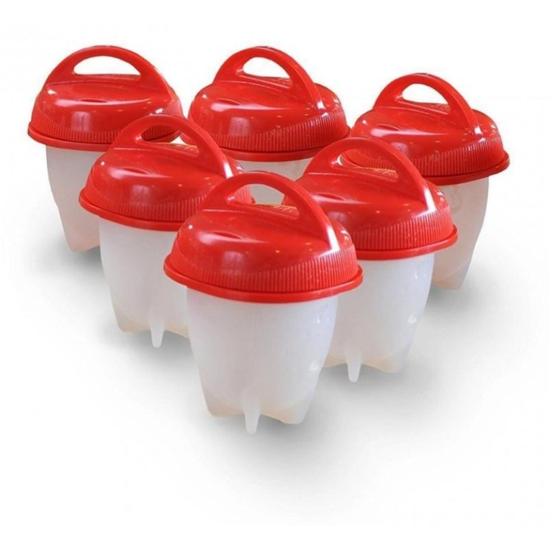 6x stampi uova sode silicone coperchio contenitori bollite cucina no guscio