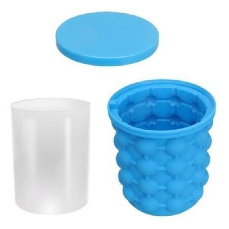 Contenitore ghiaccio raffredda bottiglia lattina bevande secchio silicone blu