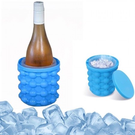 Contenitore ghiaccio raffredda bottiglia lattina bevande secchio silicone blu