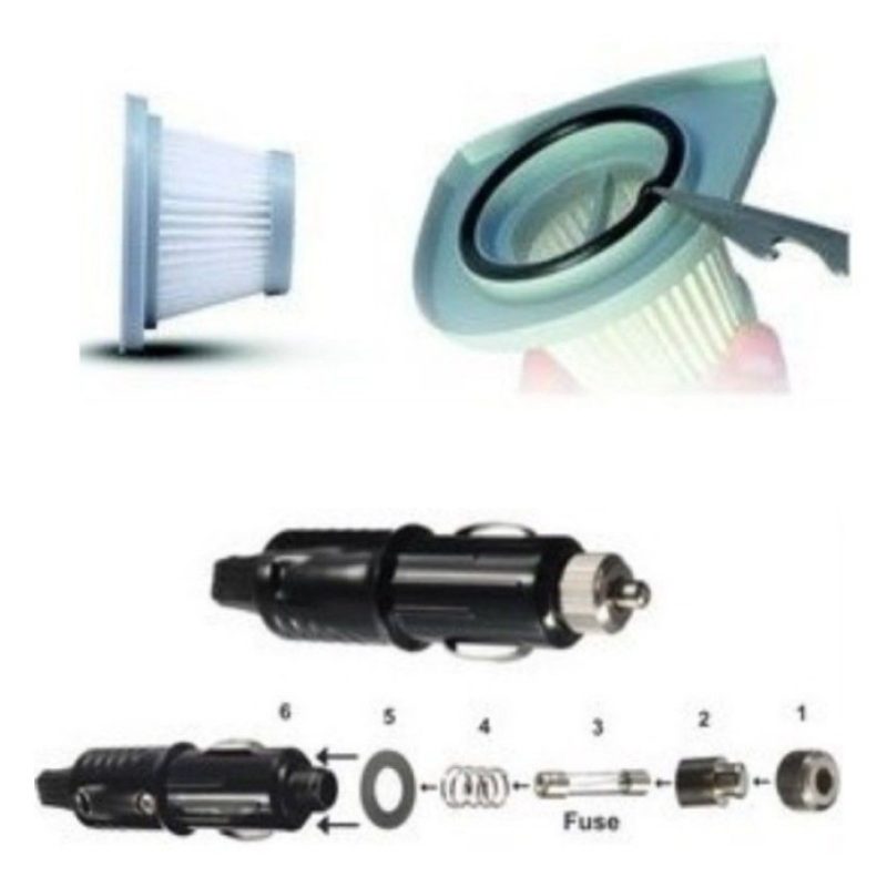Aspirapolvere BLU compressore auto pulizia liquidi 120W led pressione gomme 