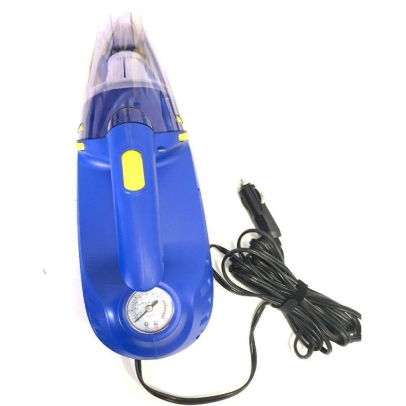 Aspirapolvere BLU compressore auto pulizia liquidi 120W led pressione gomme 