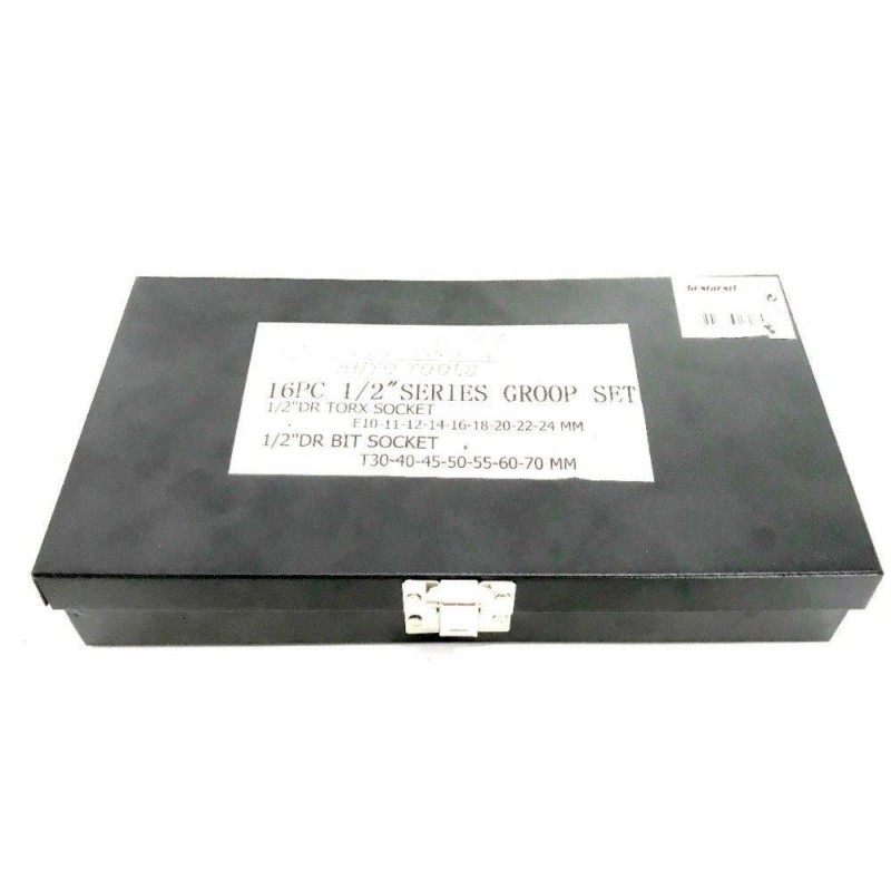 Valigetta bussole TORX maschio femmina auto 16 pz chiavi bussola 1/2 bulloni 