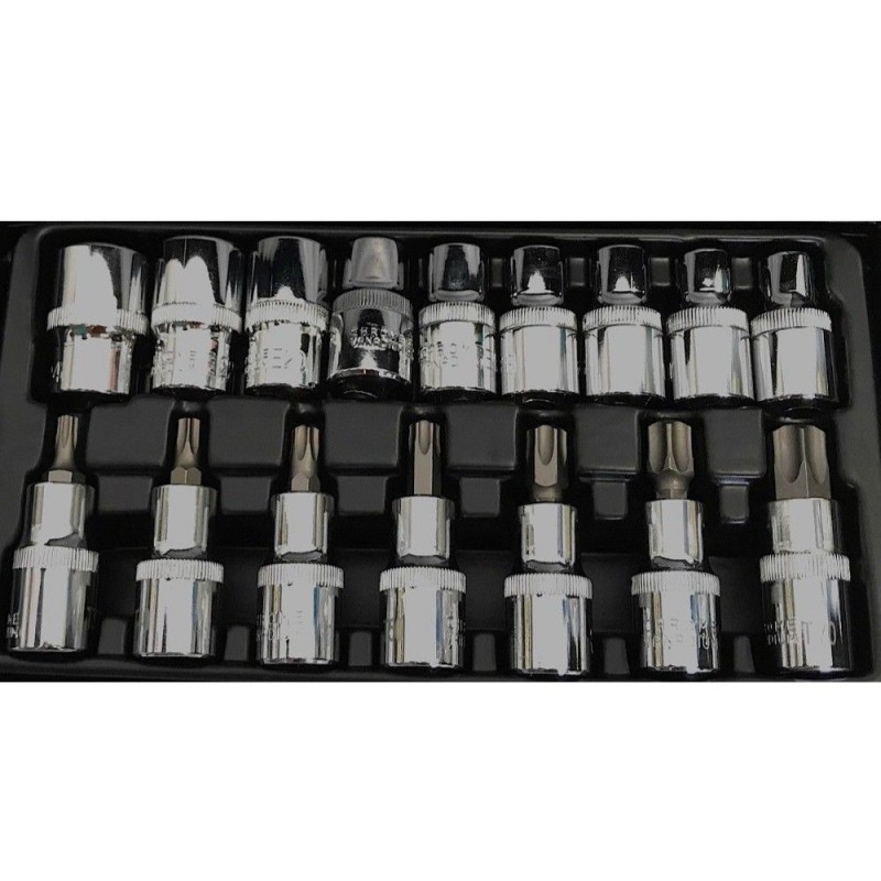 Valigetta bussole TORX maschio femmina auto 16 pz chiavi bussola 1/2 bulloni 