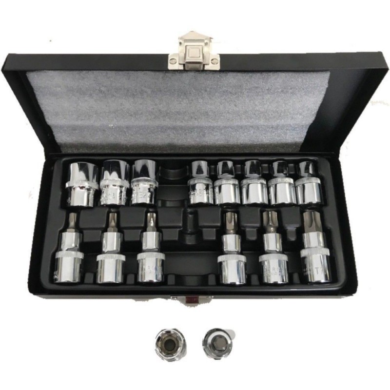 Valigetta bussole TORX maschio femmina auto 16 pz chiavi bussola 1/2 bulloni 