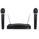 Coppia microfoni wireless a doppio canale con centralina VHF bicanale kit voce