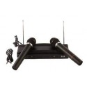 Coppia microfoni wireless a doppio canale con centralina VHF bicanale kit voce