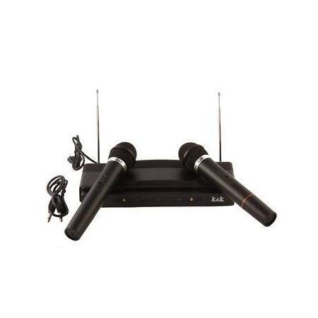 Coppia microfoni wireless a doppio canale con centralina VHF bicanale kit voce
