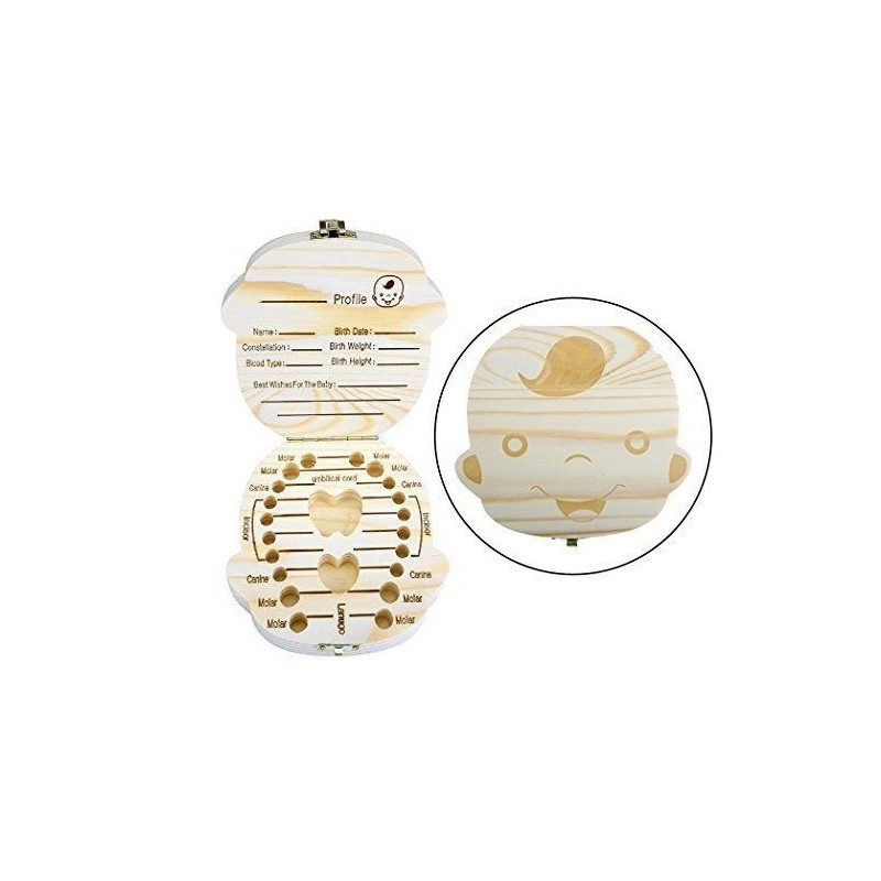 Box legno porta dentini da latte per maschio e femmina denti bambini cofanetto 