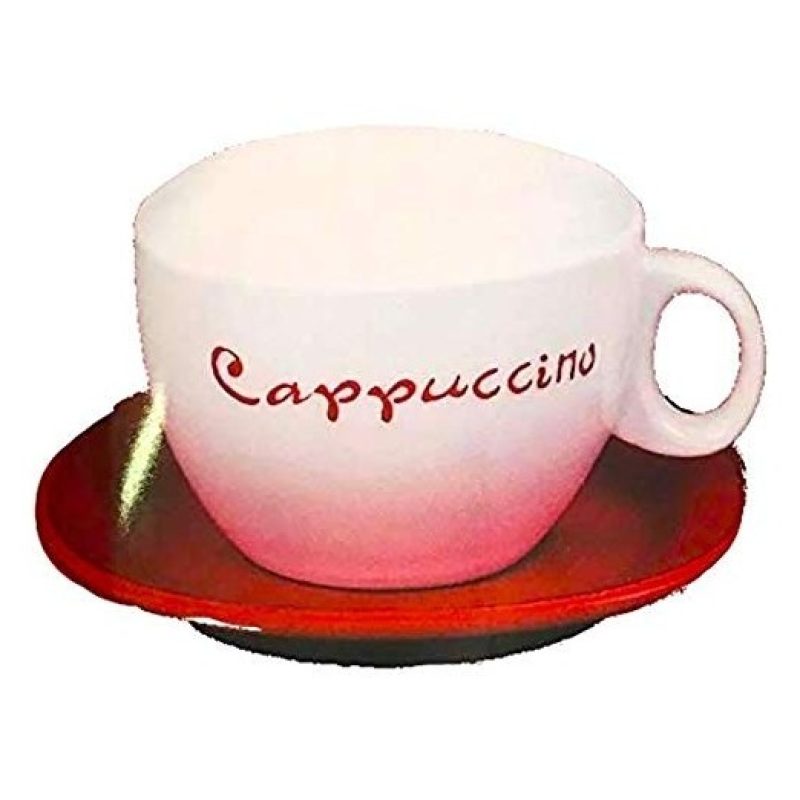 Set colazione 2x tazze da cappuccino 2 piattini scatola latta quattro colori 