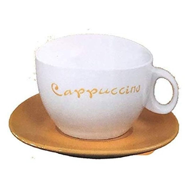 Set colazione 2x tazze da cappuccino 2 piattini scatola latta quattro colori 