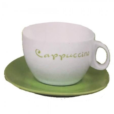Set colazione 2x tazze da cappuccino 2 piattini scatola latta quattro colori 