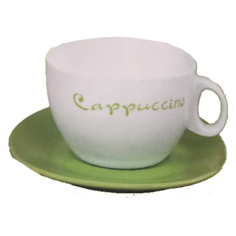 Set colazione 2x tazze da cappuccino 2 piattini scatola latta quattro colori 