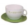 Set colazione 2x tazze da cappuccino 2 piattini scatola latta quattro colori 