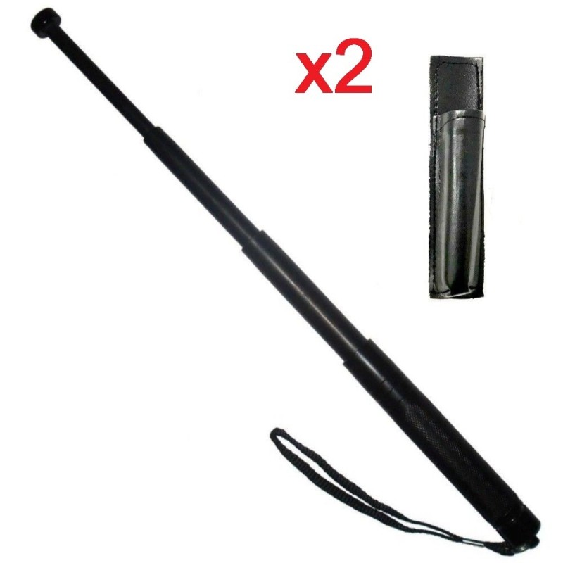 DOBO 2x Manganello telescopico estensibile acciaio nero 4 segmenti ...