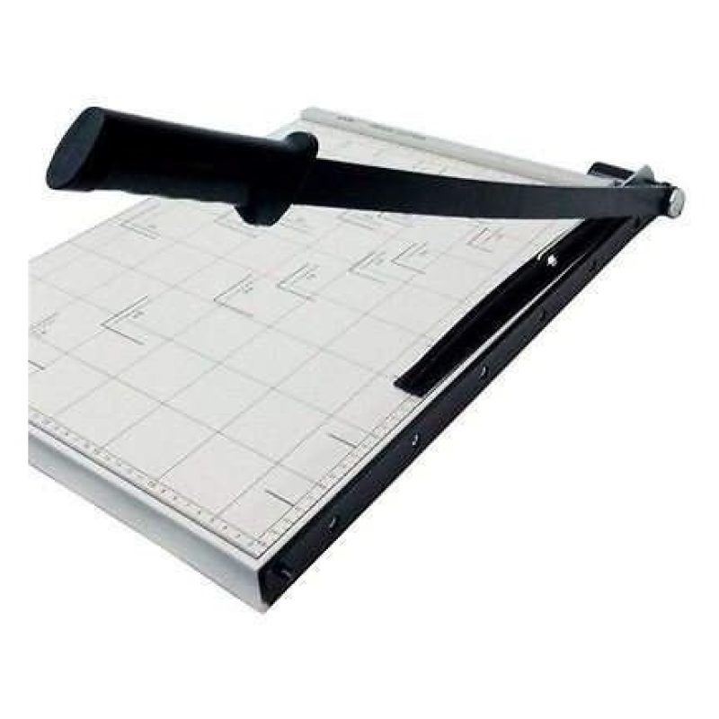 Taglierina a leva taglia carta fogli con formato massimo A4 ed inferiori ghigliottina in metallo con base di lavoro centimetrata