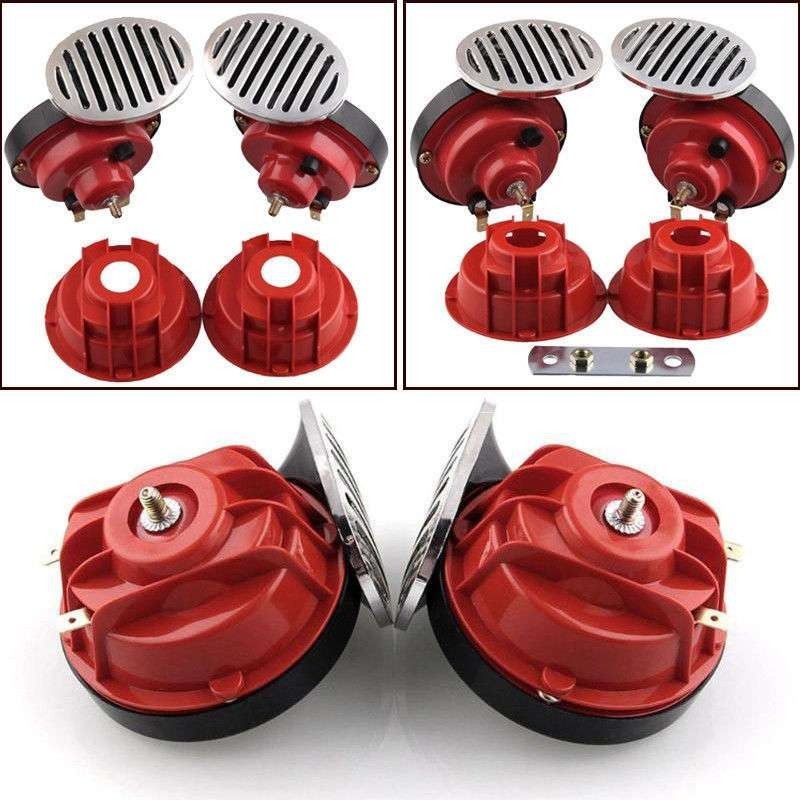 Coppia Trombe tuning auto cromate 12v moto camper clacson automobile bitonali