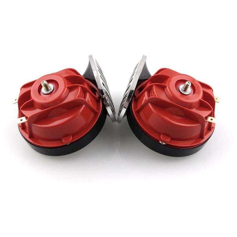 Coppia Trombe tuning auto cromate 12v moto camper clacson automobile bitonali