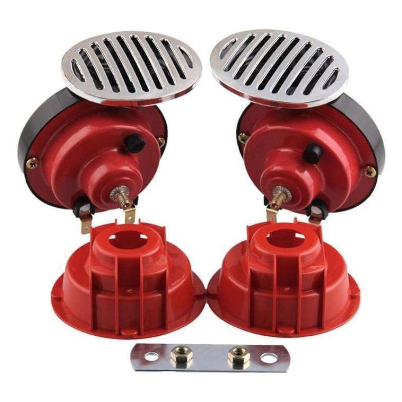 Coppia Trombe tuning auto cromate 12v moto camper clacson automobile bitonali